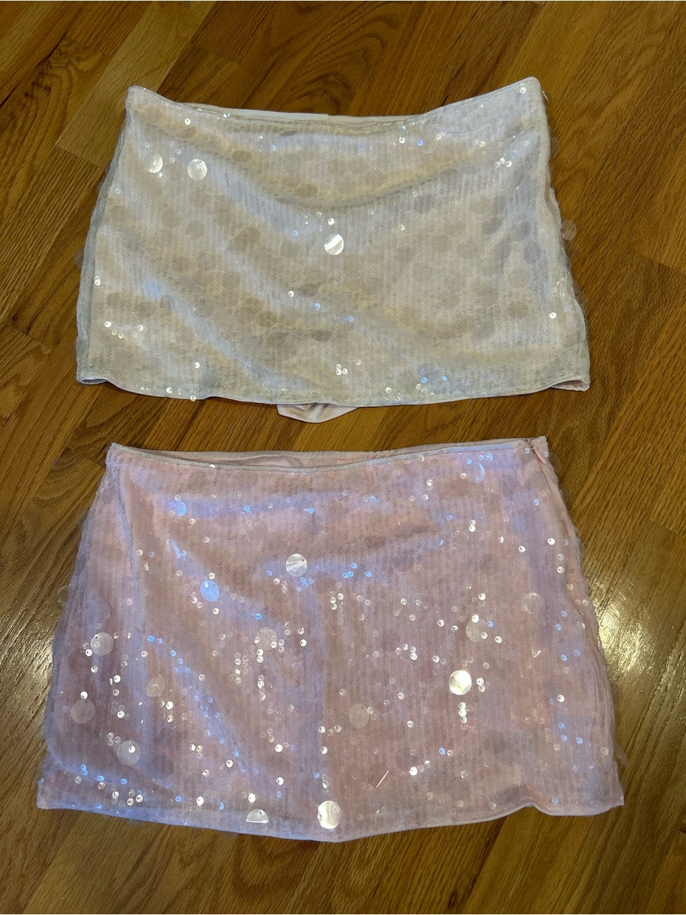 SHEIN Sequin Mini Skirts in Apricot & Light Pink